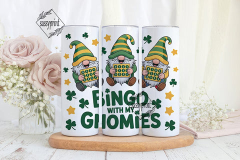 St. Patrick's Bingo Gnomes 20oz Tumbler Sublimation sassyprint 