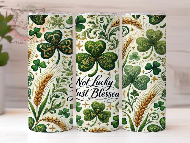 St Patrick's Blessed 20oz Tumbler Wrap, Shamrock, St Patrick's Day, Not Lucky Just Blessed 20oz Tumbler, Tumbler Wrap, Sublimation Design, Irish Blessing, Faith-Based Gift Sublimation Lara' s Designs 