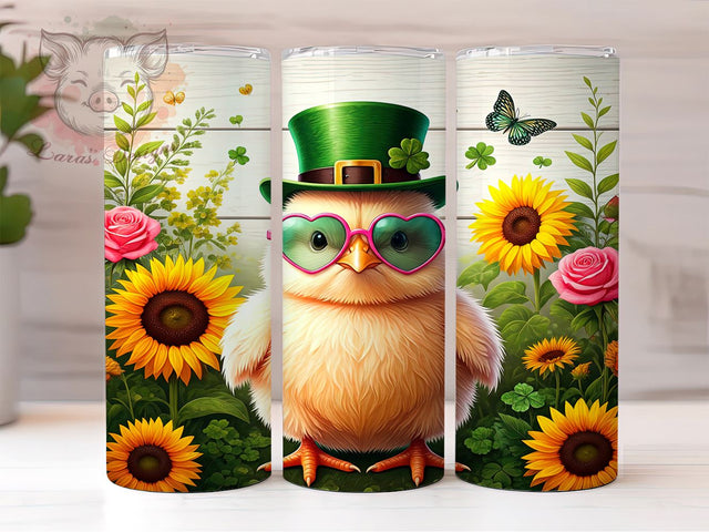 St Patrick's Chicken 20oz Tumbler, Chicken Tumbler, 20oz Tumbler Wrap, Sublimation Design, St Patrick's Sublimation, Festive Tumbler, Holiday Tumbler Wrap Sublimation Lara' s Designs 