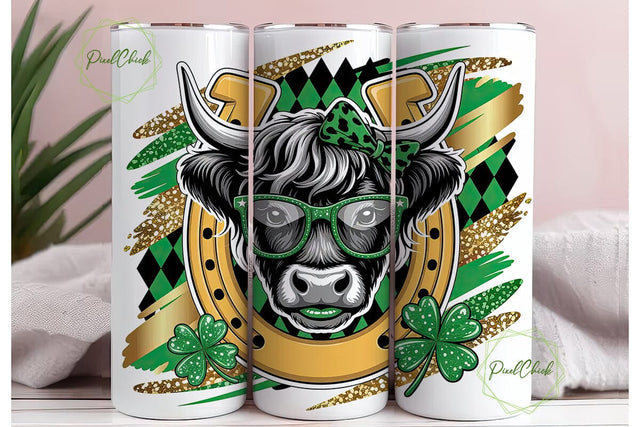 St. Patrick's Cow Tumbler Wrap Sublimation PixelChick 