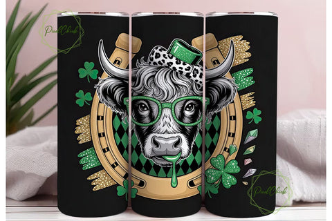 St. Patrick's Cow Tumbler Wrap Sublimation PixelChick 