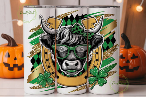 St. Patrick's Cow Tumbler Wrap Sublimation PixelChick 