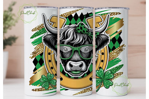 St. Patrick's Cow Tumbler Wrap Sublimation PixelChick 