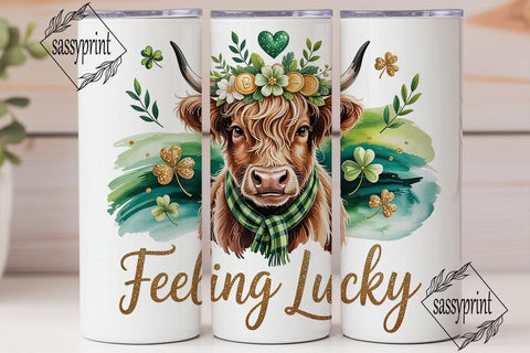 St. Patrick's Cow Tumbler Wrap Sublimation sassyprint 