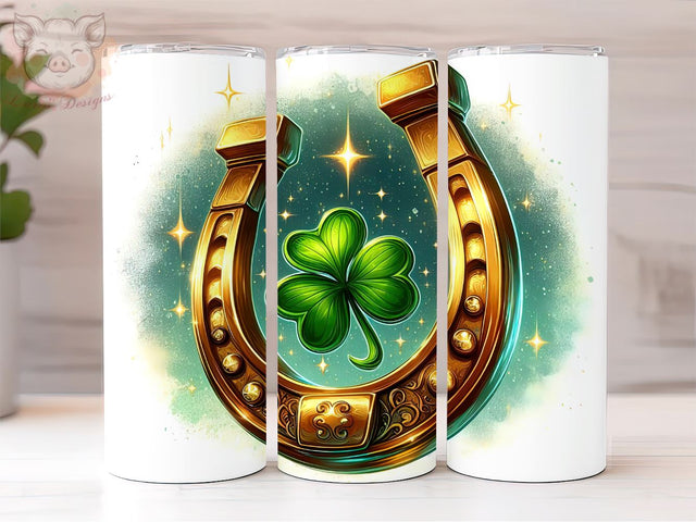 St. Patrick's Day 20 oz skinny tumbler png, St. Patrick's Day horseshoe PNG Downloads, Sublimation Design, Digital, Digital Download PNG Sublimation Lara' s Designs 