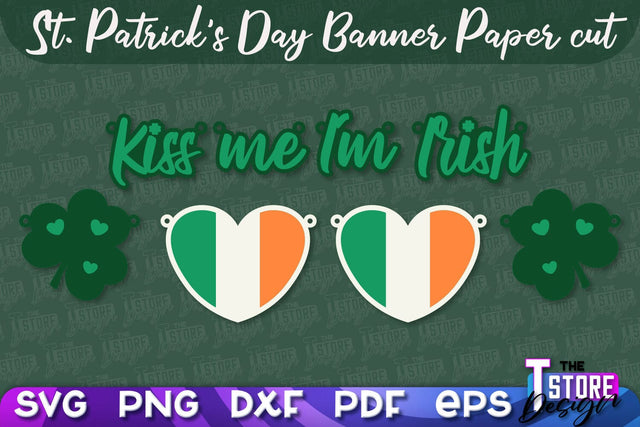 St. Patrick's Day Banner Paper cut | Paper Banner SVG | Lucky Design SVG SVG The T Store Design 