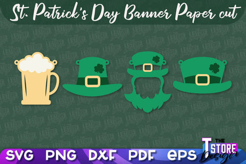 St. Patrick's Day Banner Paper cut | Paper Banner SVG | Lucky Design SVG SVG The T Store Design 