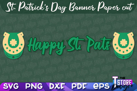 St. Patrick's Day Banner Paper cut | Paper Banner SVG | Lucky Design SVG SVG The T Store Design 