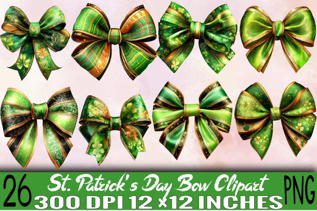 St Patrick's Day Bow Clipart Bundle. Sublimation SVGArt 