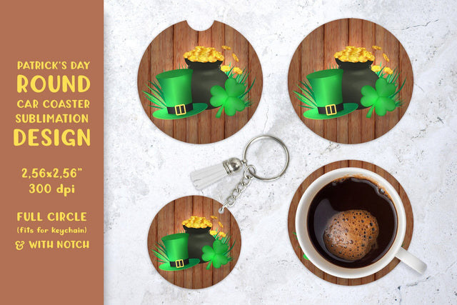 St. Patrick’s Day car coaster sublimation. Round coaster Sublimation LaBelezoka 