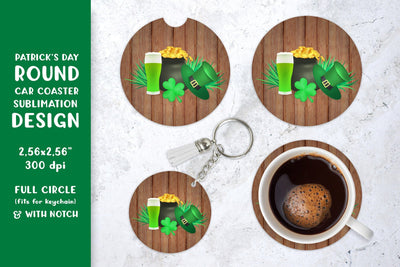 St. Patrick’s Day car coaster sublimation. Round coaster Sublimation LaBelezoka 