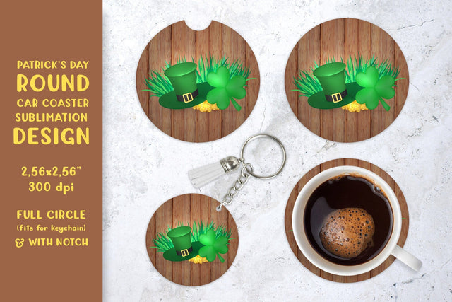 St. Patrick’s Day car coaster sublimation. Round coaster Sublimation LaBelezoka 