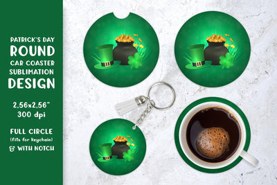 St. Patrick’s Day car coaster sublimation. Round coaster Sublimation LaBelezoka 