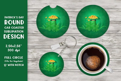 St. Patrick’s Day car coaster sublimation. Round coaster Sublimation LaBelezoka 