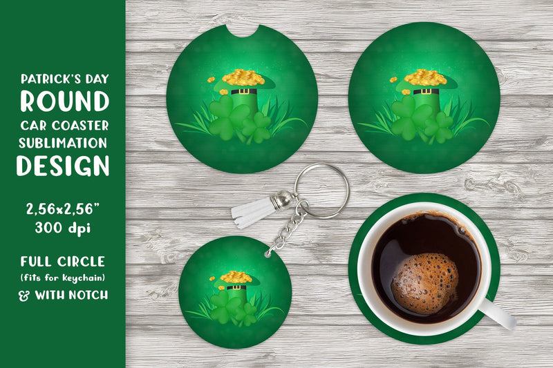 St. Patrick’s Day car coaster sublimation. Round coaster Sublimation LaBelezoka 