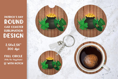St. Patrick’s Day car coaster sublimation. Round coaster Sublimation LaBelezoka 
