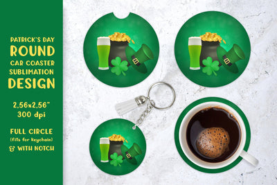 St. Patrick’s Day car coaster sublimation. Round coaster Sublimation LaBelezoka 