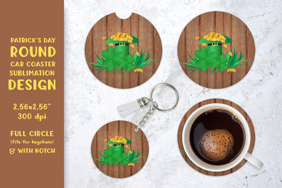 St. Patrick’s Day car coaster sublimation. Round coaster Sublimation LaBelezoka 