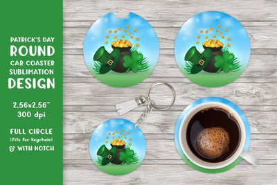 St. Patrick’s Day car coaster sublimation. Round coaster Sublimation LaBelezoka 