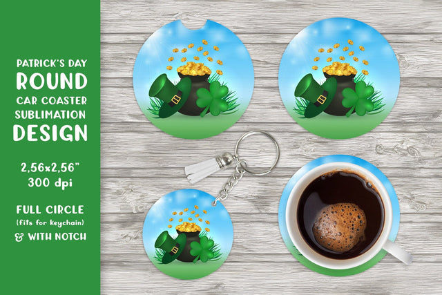 St. Patrick’s Day car coaster sublimation. Round coaster Sublimation LaBelezoka 