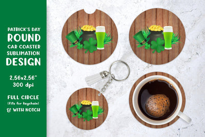 St. Patrick’s Day car coaster sublimation. Round coaster Sublimation LaBelezoka 