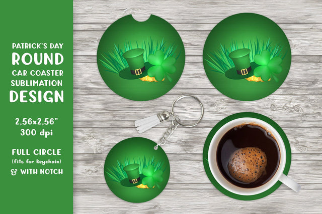 St. Patrick’s Day car coaster sublimation. Round coaster Sublimation LaBelezoka 