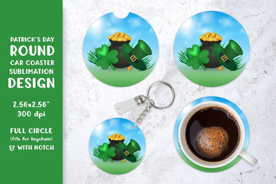 St. Patrick’s Day car coaster sublimation. Round coaster Sublimation LaBelezoka 