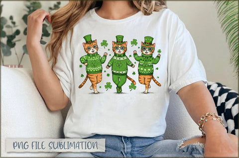St. Patricks Day Cats Lucky PNG Sublimation Shetara Begum 