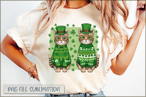 St. Patricks Day Cats Lucky PNG Sublimation Shetara Begum 