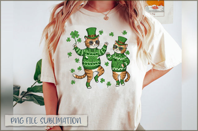 St. Patricks Day Cats Lucky PNG Sublimation Shetara Begum 