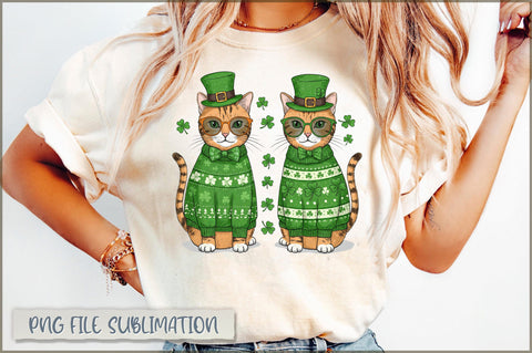 St. Patricks Day Cats PNG Lucky Cats Sublimation Sublimation Shetara Begum 