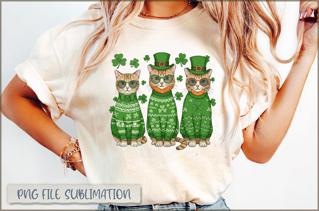 St. Patricks Day Cats PNG Lucky Cats Sublimation Sublimation Shetara Begum 
