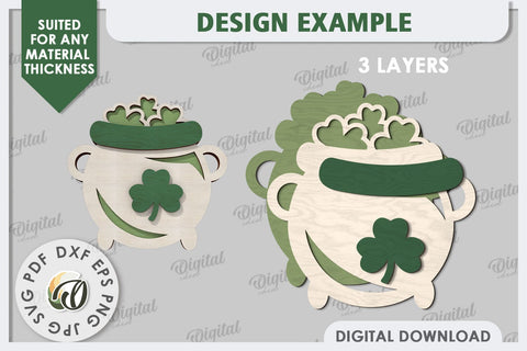 St Patrick's Day Cauldron Laser Cut. Lucky Charm Tiered Tray SVG Evgenyia Guschina 