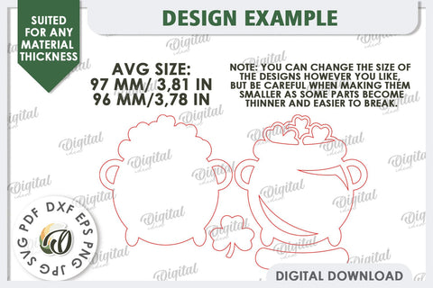 St Patrick's Day Cauldron Laser Cut. Lucky Charm Tiered Tray SVG Evgenyia Guschina 