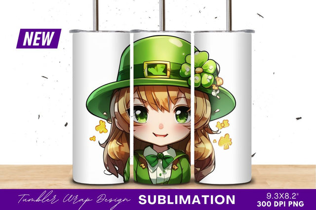 St patricks day chibi girl tumbler png Sublimation Regulrcrative 