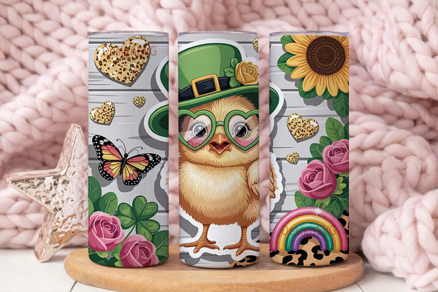 St. Patrick's Day Chick 20oz Tumbler Sublimation DesignSVG 