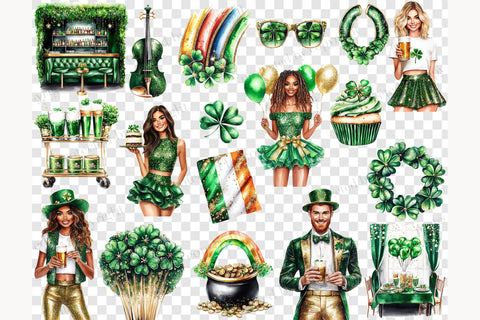 St. Patrick's Day Clipart Bundle | Shamrock PNG Set SVG GlamArtZhanna 