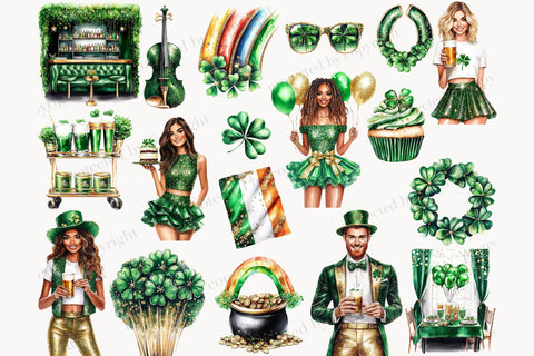 St. Patrick's Day Clipart Bundle | Shamrock PNG Set SVG GlamArtZhanna 