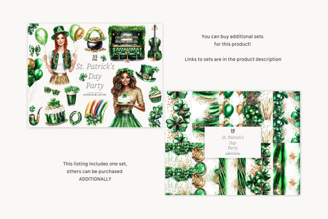 St. Patrick's Day Clipart Bundle | Shamrock PNG Set SVG GlamArtZhanna 