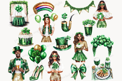 St. Patrick's Day Clipart Bundle | Shamrock PNG Set SVG GlamArtZhanna 