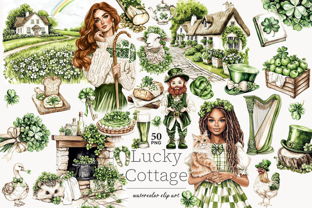 St Patricks Day Clipart | Irish Clip Art Shamrock PNG Spring SVG GlamArtZhanna 