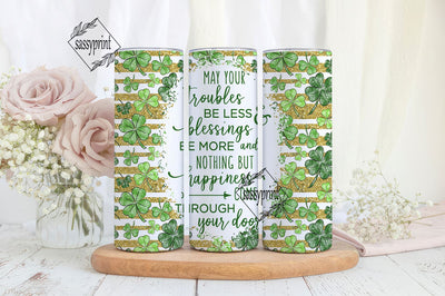 St. Patrick's Day Clover 20oz Tumbler Png, St. Patrick's Day Tumbler 20oz Png, Shamrock 20 oz Tumbler Wrap, Lucky 20 oz Skinny Tumbler Png Sublimation sassyprint 