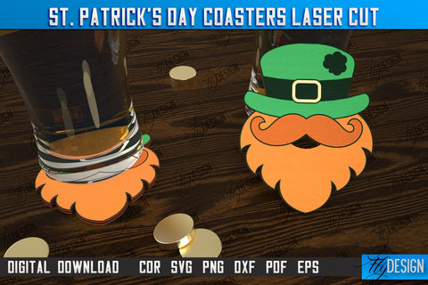 St. Patrick's Day Coasters Bundle | Table Cup Coasters | St Patrick's Day Symbols | CNC Files SVG Fly Design 
