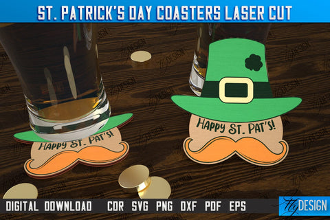 St. Patrick's Day Coasters Bundle | Table Cup Coasters | St Patrick's Day Symbols | CNC Files SVG Fly Design 