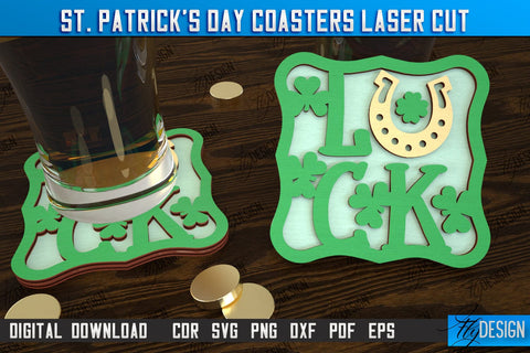 St. Patrick's Day Coasters Bundle | Table Cup Coasters | St Patrick's Day Symbols | CNC Files SVG Fly Design 
