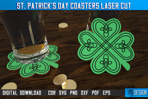 St. Patrick's Day Coasters Bundle | Table Cup Coasters | St Patrick's Day Symbols | CNC Files SVG Fly Design 