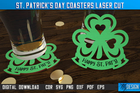 St. Patrick's Day Coasters Bundle | Table Cup Coasters | St Patrick's Day Symbols | CNC Files SVG Fly Design 