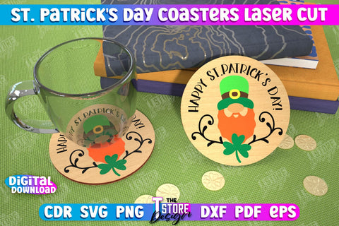 St. Patrick's Day Coasters Bundle | Table Cup Coasters | St Patrick's Day Symbols | CNC Files SVG The T Store Design 