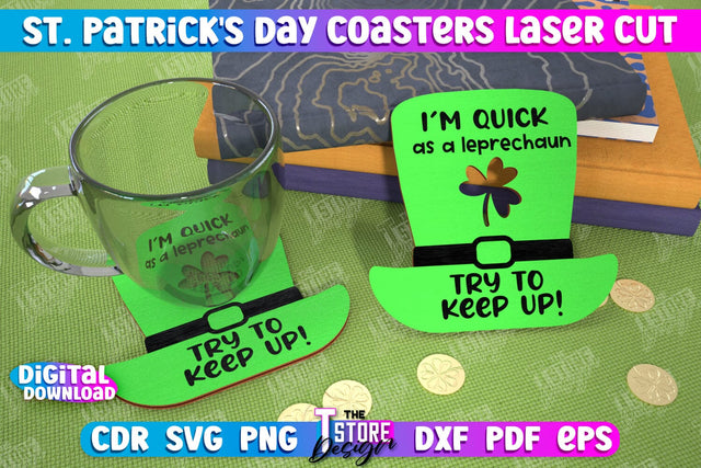 St. Patrick's Day Coasters | Table Cup Coasters | St Patrick's Day Symbols | CNC File SVG The T Store Design 