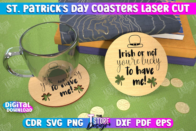 St. Patrick's Day Coasters | Table Cup Coasters | St Patrick's Day Symbols | CNC File SVG The T Store Design 